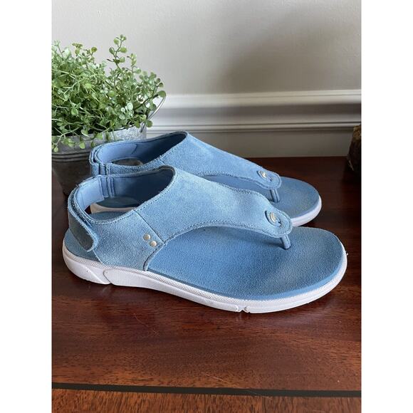 Ryka Margo Comfort T Strap Sandal Blue Suede Size 7 M - Picture 4 of 5